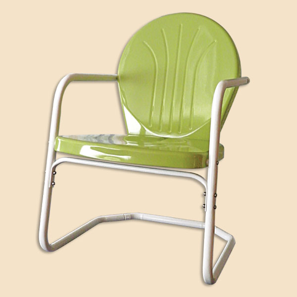 Retro metal chairs, retro metal lawn chair, metal lawn glider, 
      double glider, single seat glider, metal side table, patio table, bar table, metal patio table, 
      metal bar table, vintage new 50s style metal lawn